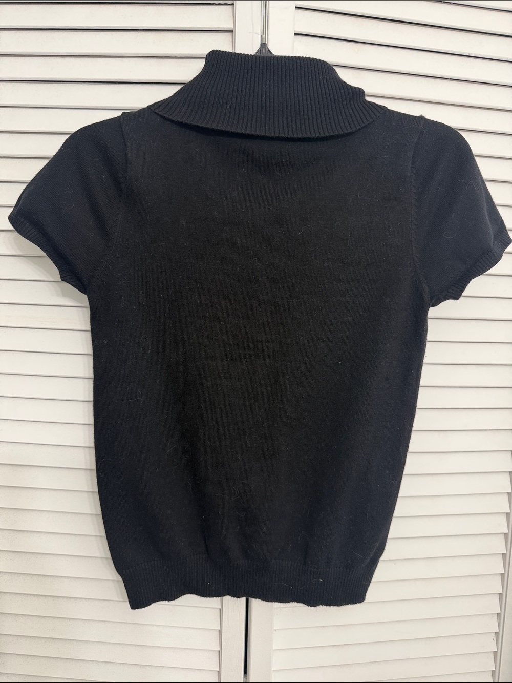 Ambiance Black Short Sleeve Folded Turtleneck Top